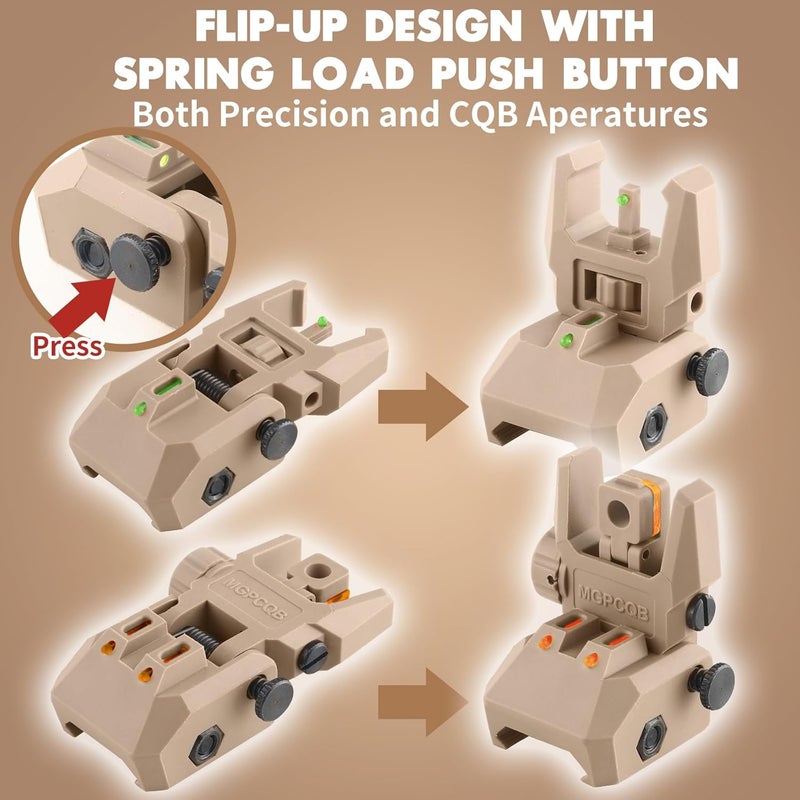 TPRCOL Flip Up Sight Front and Rear Flip Lightweight Sights,with Green Red Fiber Optics Dots, Mounted on Any Picatinny or Weaver Rail - Image 4